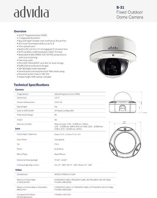 advidia ip cameras